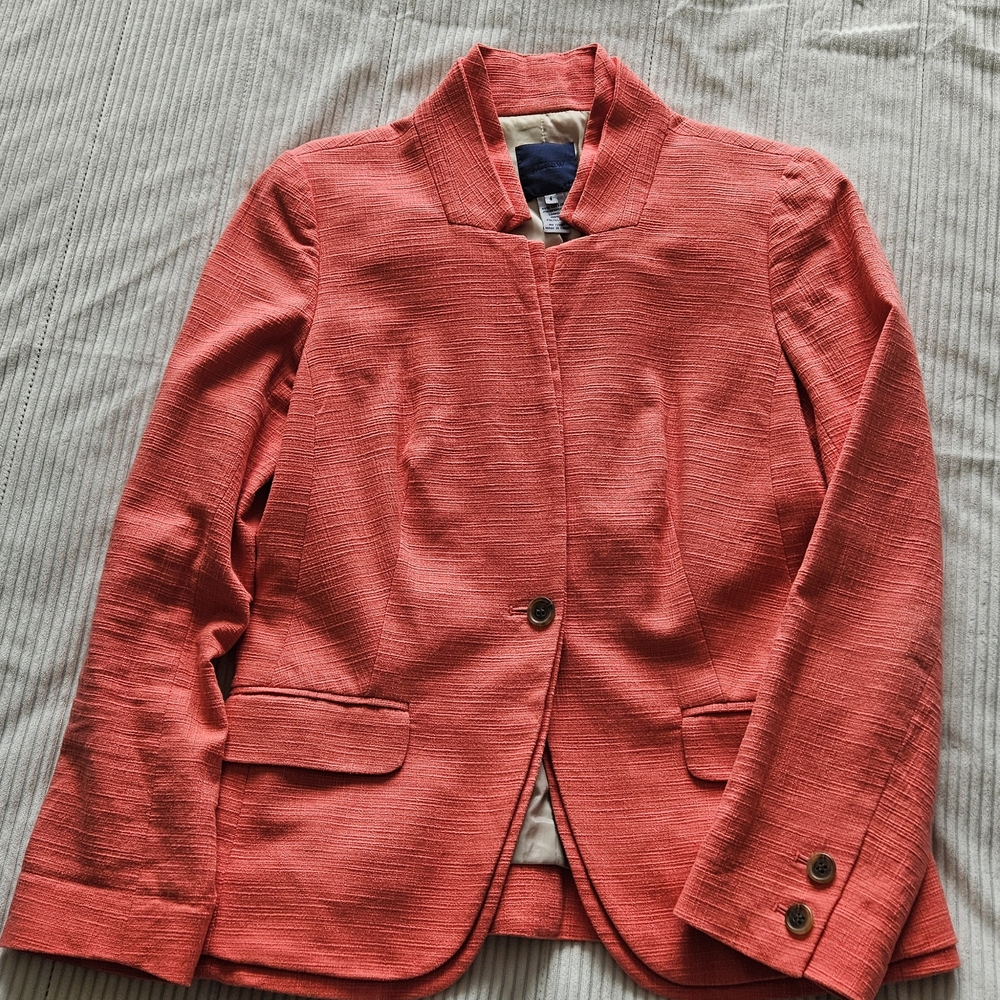 J. Crew Coral Textured Single-Button Blazer